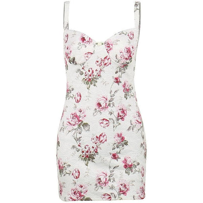 BerryBetty - Contrast flower print backless sleeveless mini dress