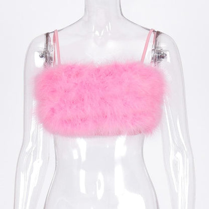 BerryBetty - Fluffy solid backless cami crop top