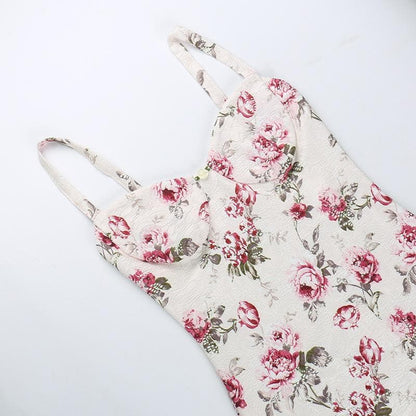 BerryBetty - Contrast flower print backless sleeveless mini dress