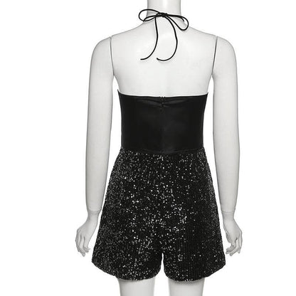 BerryBetty - Halter A line glitter romper