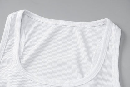 BerryBetty - Beaded contrast sleeveless u neck ribbed crop top