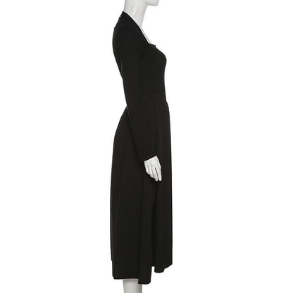 BerryBetty - Ruched long sleeve solid midi dress