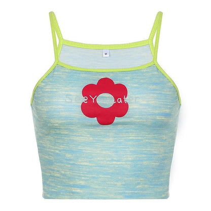 BerryBetty - Flower pattern contrast square neck cami crop top - Final Sale