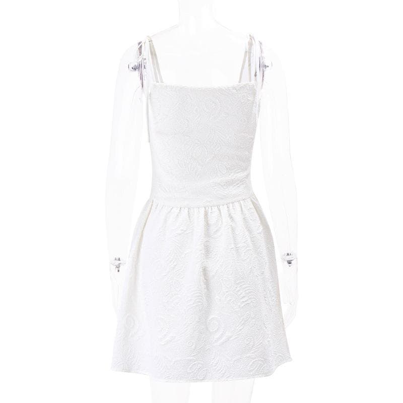 BerryBetty - Textured corset lace up zip-up ruched sleeveless mini dress