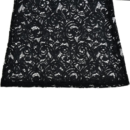 BerryBetty - Lace see through long sleeve v neck solid maxi dress