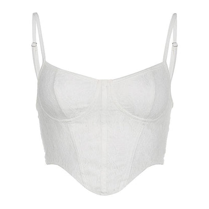 BerryBetty - Solid lace up textured self tie backless bustier crop top - Final Sale