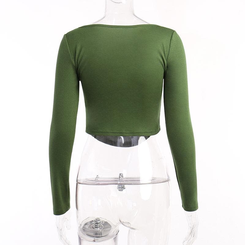 BerryBetty - Long sleeve solid square neck crop top