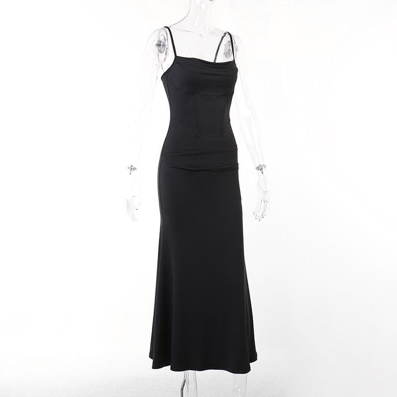 BerryBetty - Solid cowl neck backless cami dress