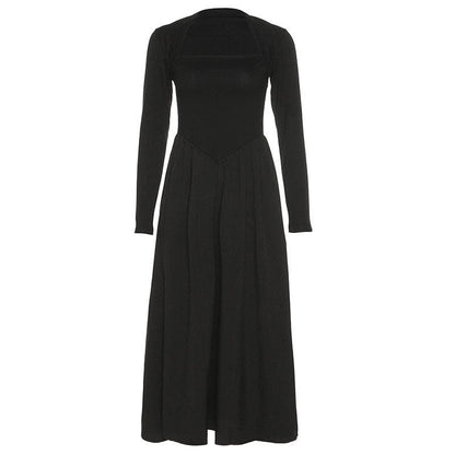 BerryBetty - Ruched long sleeve solid midi dress