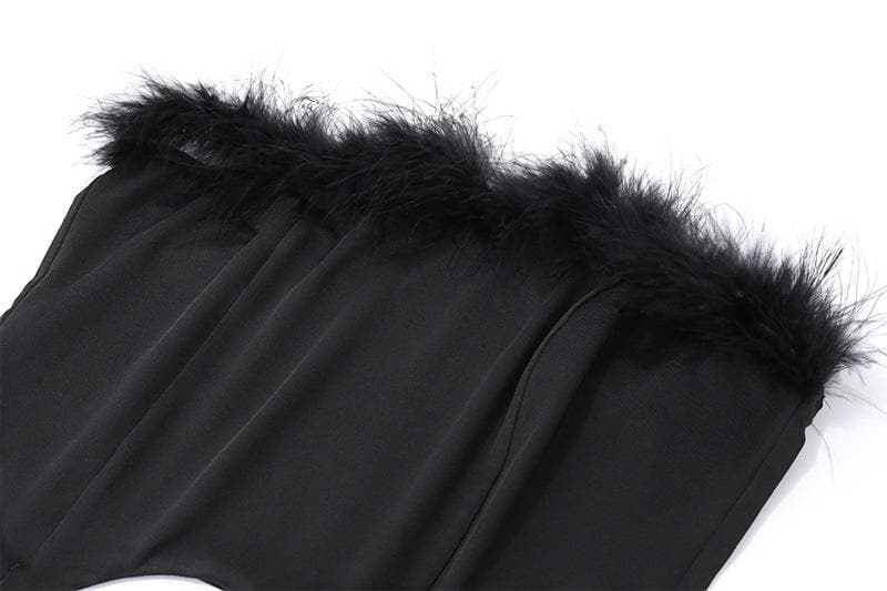 BerryBetty - Feather solid backless tube mini skirt set