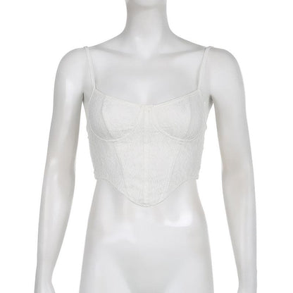 BerryBetty - Solid lace up textured self tie backless bustier crop top - Final Sale