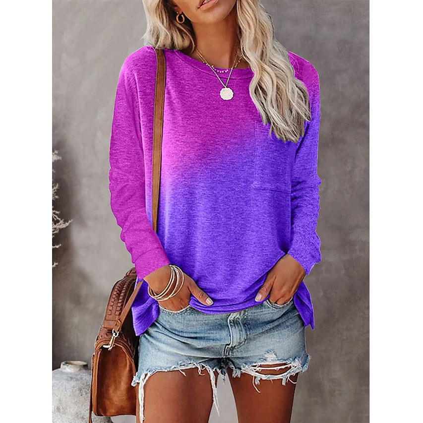 Women's Drawing T-Shirt Crew Neck Basic Top Purple __stock:200 clothes refund_fee:1200 tops