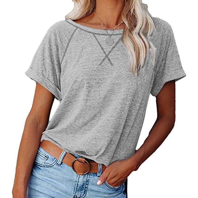 Women's Short Sleeve Raglan Crewneck T Shirts Light Gray __stock:200 clothes refund_fee:800 tops