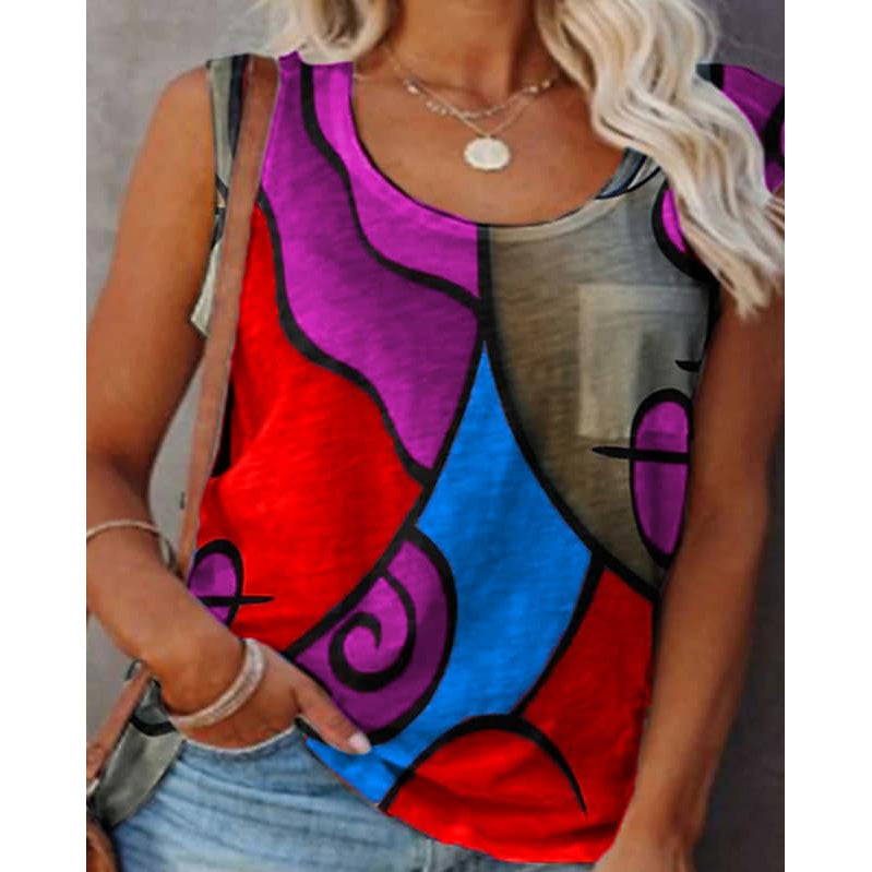 Women's Sleeveless Crew Neck Casual Top Vest Purple __stock:200 clothes refund_fee:800 tops